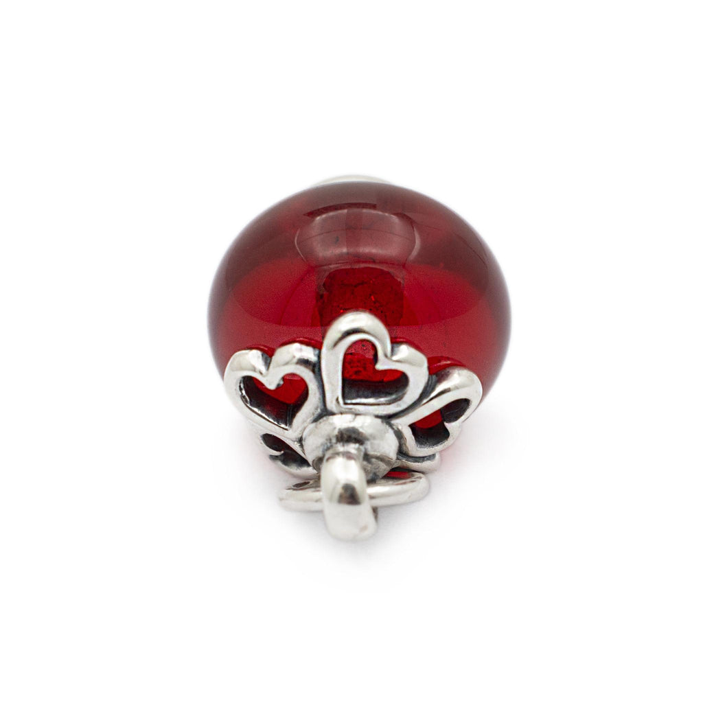 925 Sterling Silver James Avery Art Glass Heart Finial Charm Pendant