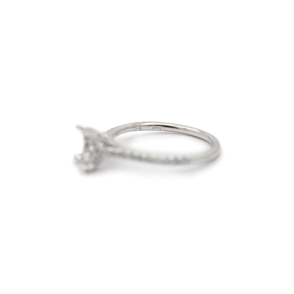 Ladies 14K White Gold Hidden Halo Accented Diamond Semi Mount Engagement Ring