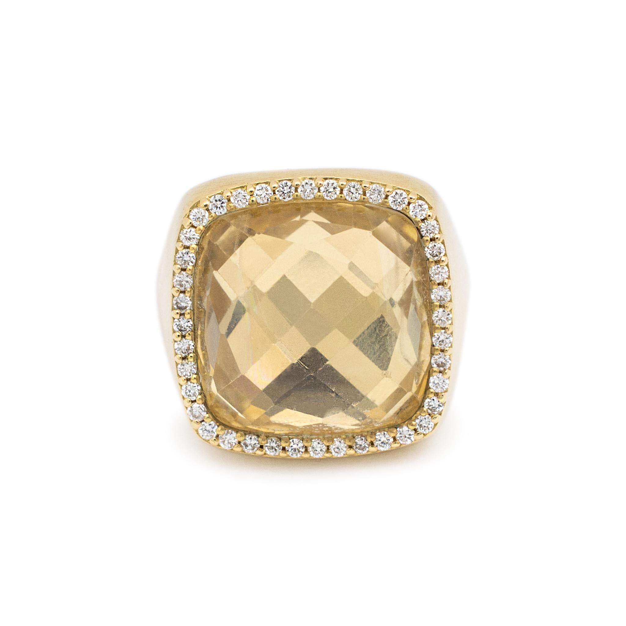 Roberto Coin 18K Yellow Gold Citrine Halo Diamond Cocktail Ring