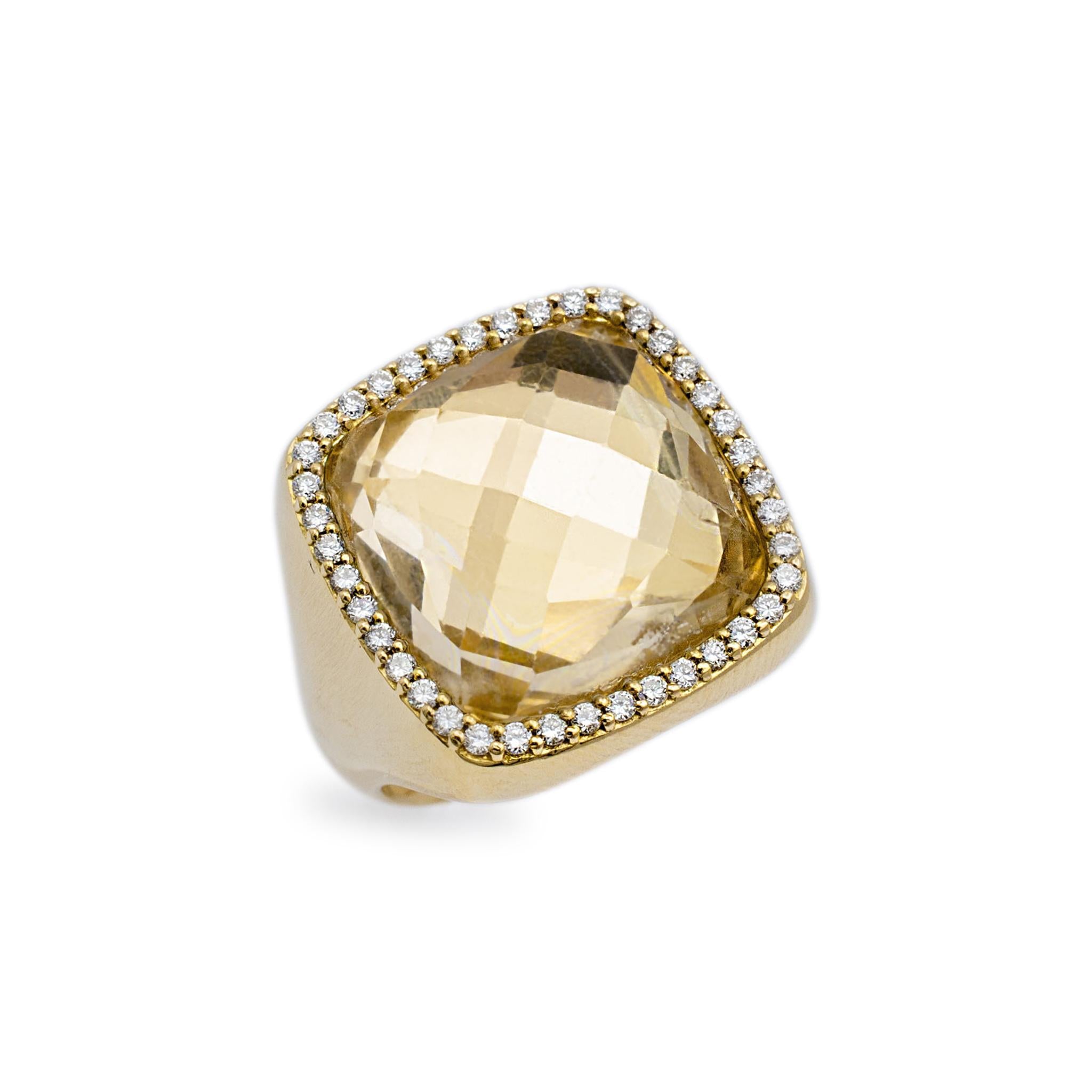 Roberto Coin 18K Yellow Gold Citrine Halo Diamond Cocktail Ring
