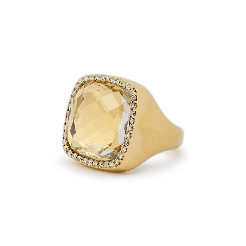 Roberto Coin 18K Yellow Gold Citrine Halo Diamond Cocktail Ring