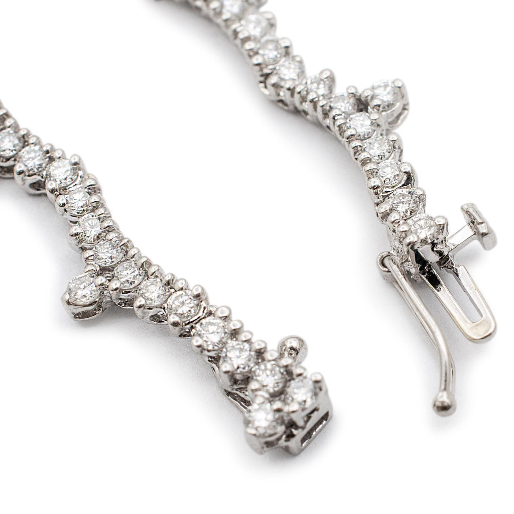Ladies 14K White Gold Red Carpet 8.17ct.Diamond Tennis Chain Necklace