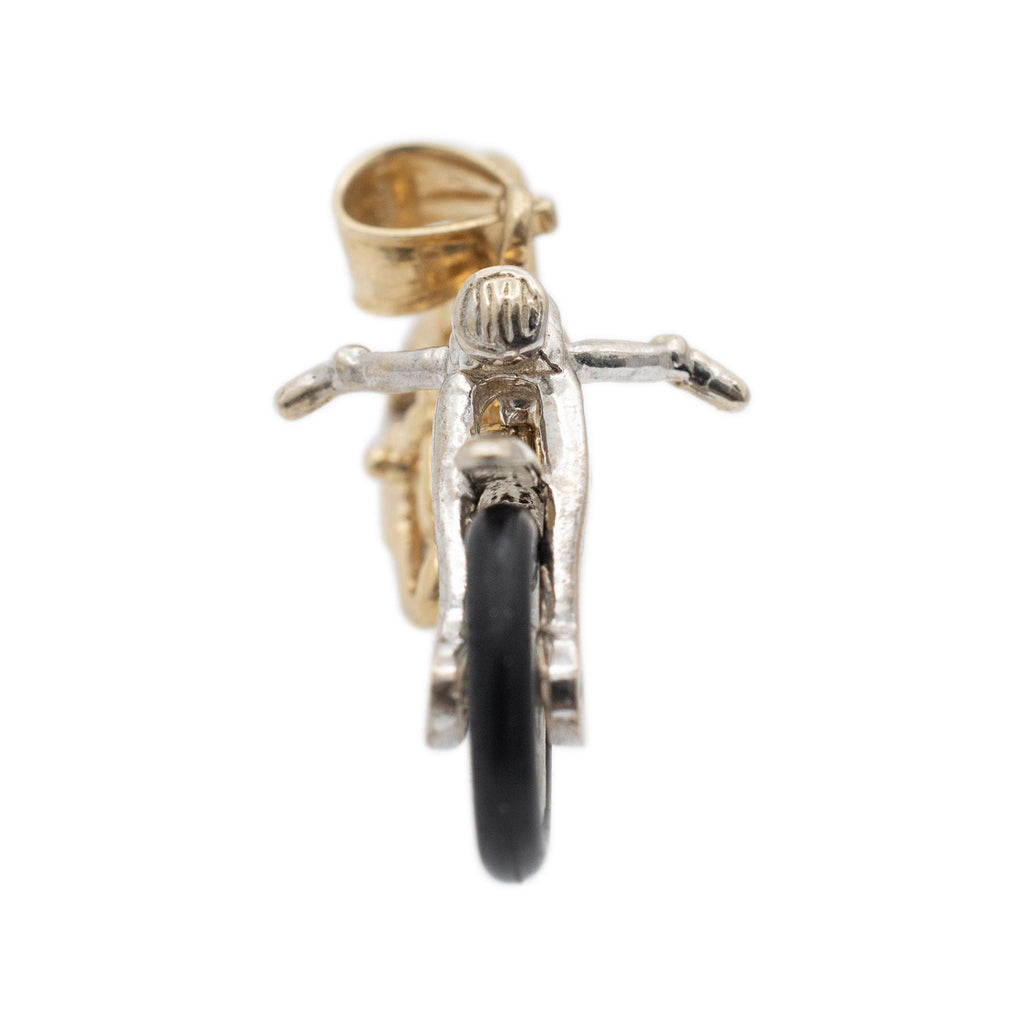 Vintage 14K Yellow & White Gold Motorcycle Pendant