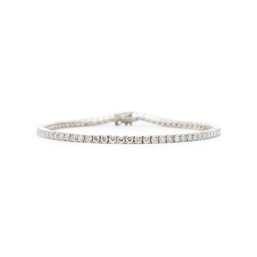 Ladies 18K White Gold Petite Diamond Tennis Bracelet