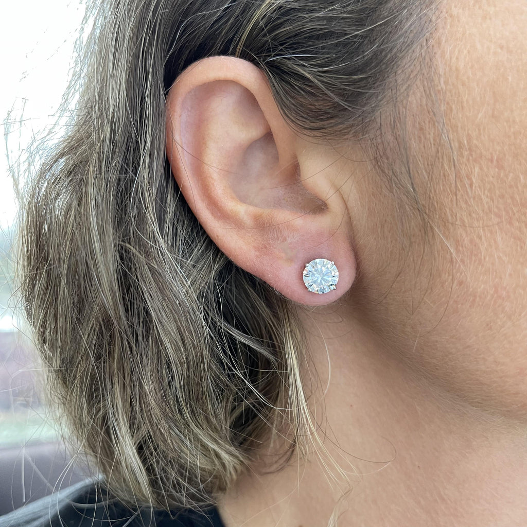 14K White Gold 4-Prong Screw Backs 4.20CT Lab Grown Diamond Stud Earrings