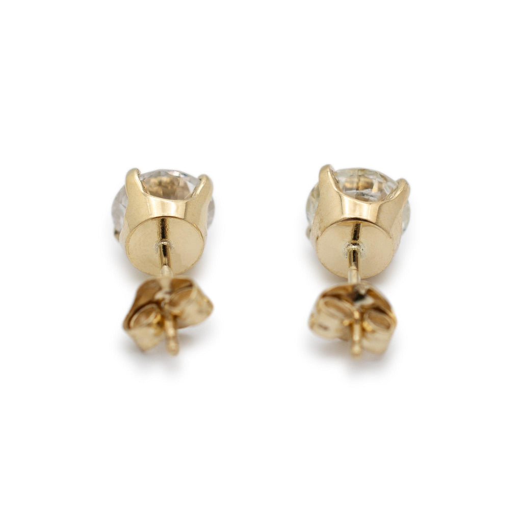 Ladies 14K Yellow Gold 1.80CT Diamond Push Back Stud Earrings