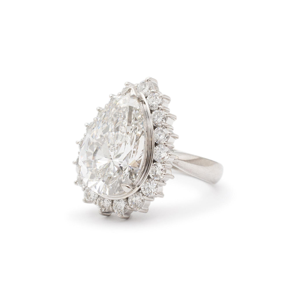 Ladies Platinum 7.07CT. H VS2 Lab Grown Halo Diamond Engagement Ring