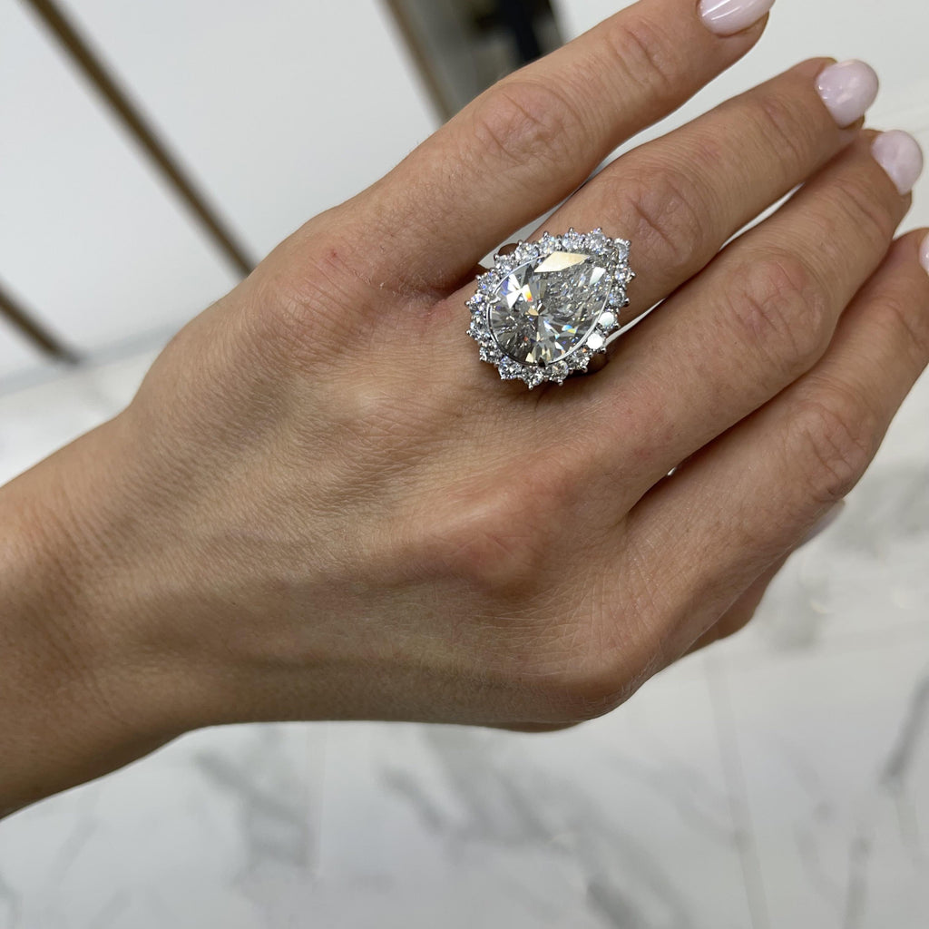 Ladies Platinum 7.07CT. H VS2 Lab Grown Halo Diamond Engagement Ring