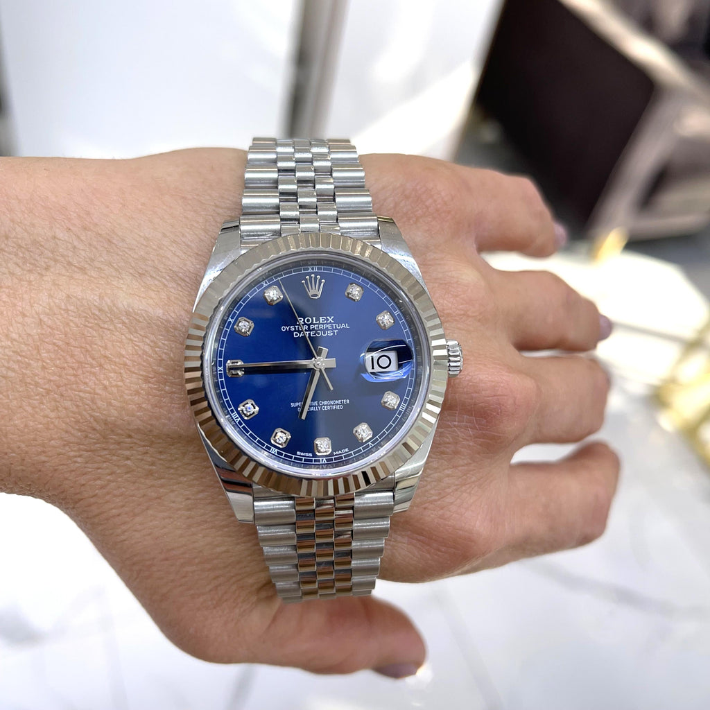 2018 Rolex Datejust 41MM 126334 Bright Blue Diamond Dial Jubilee Steel Men Watch