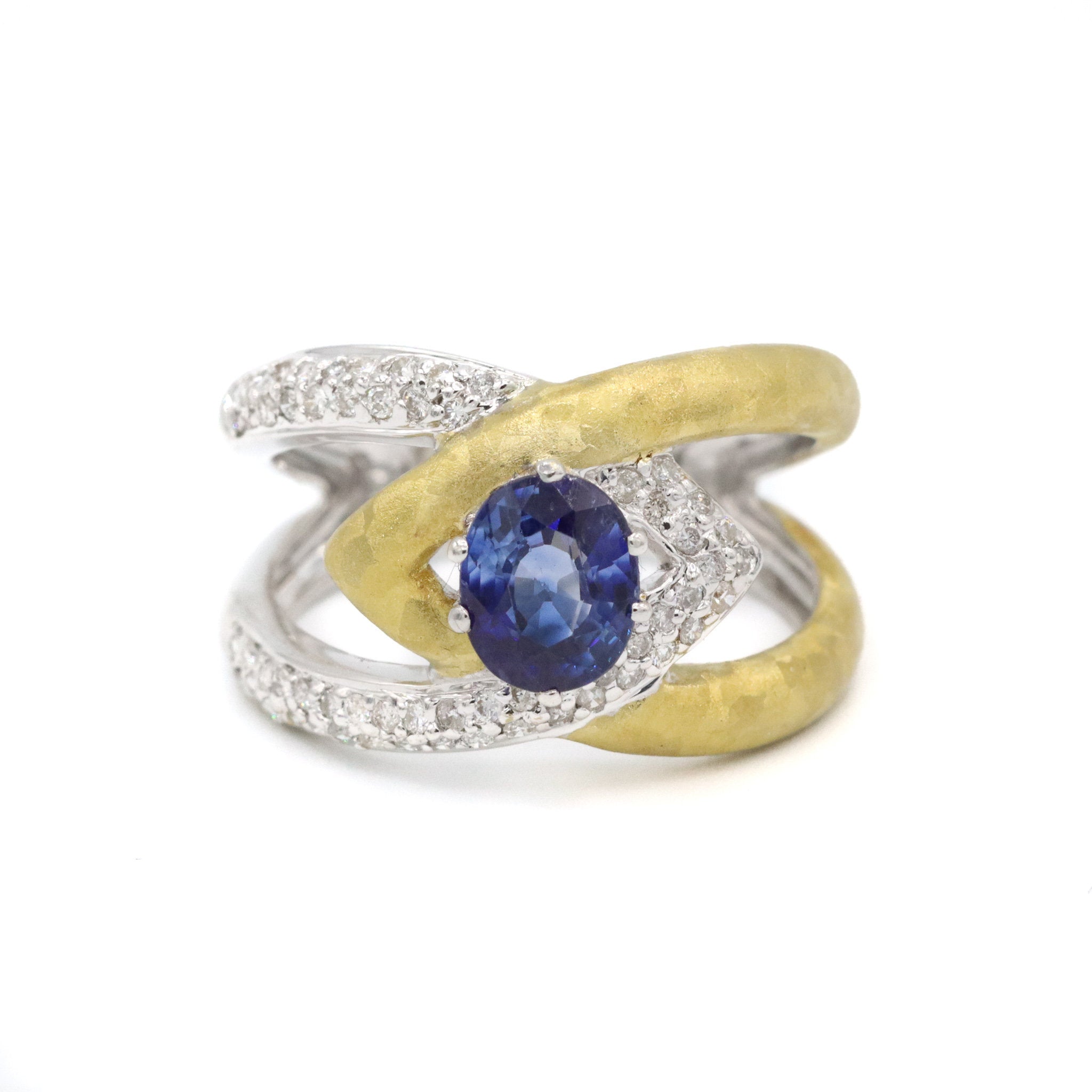 Ladies Cocktail Sapphires And Diamonds 18K Gold Ring