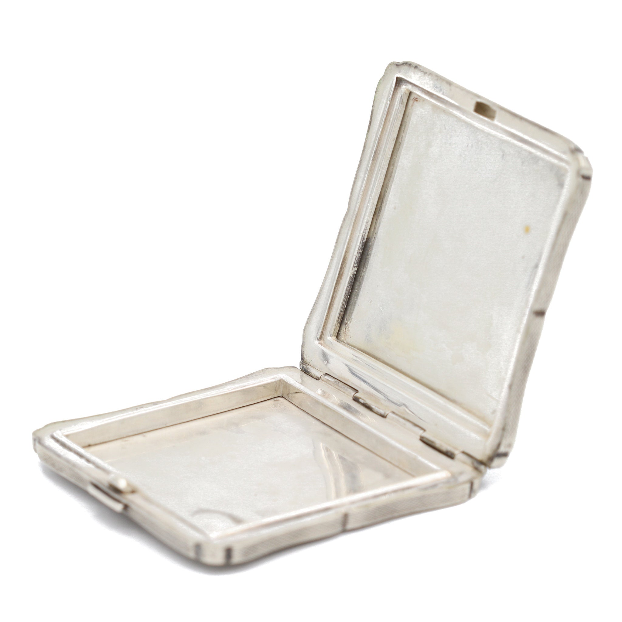 Vintage Sterling Silver Floral Engraved Powder Case Compact