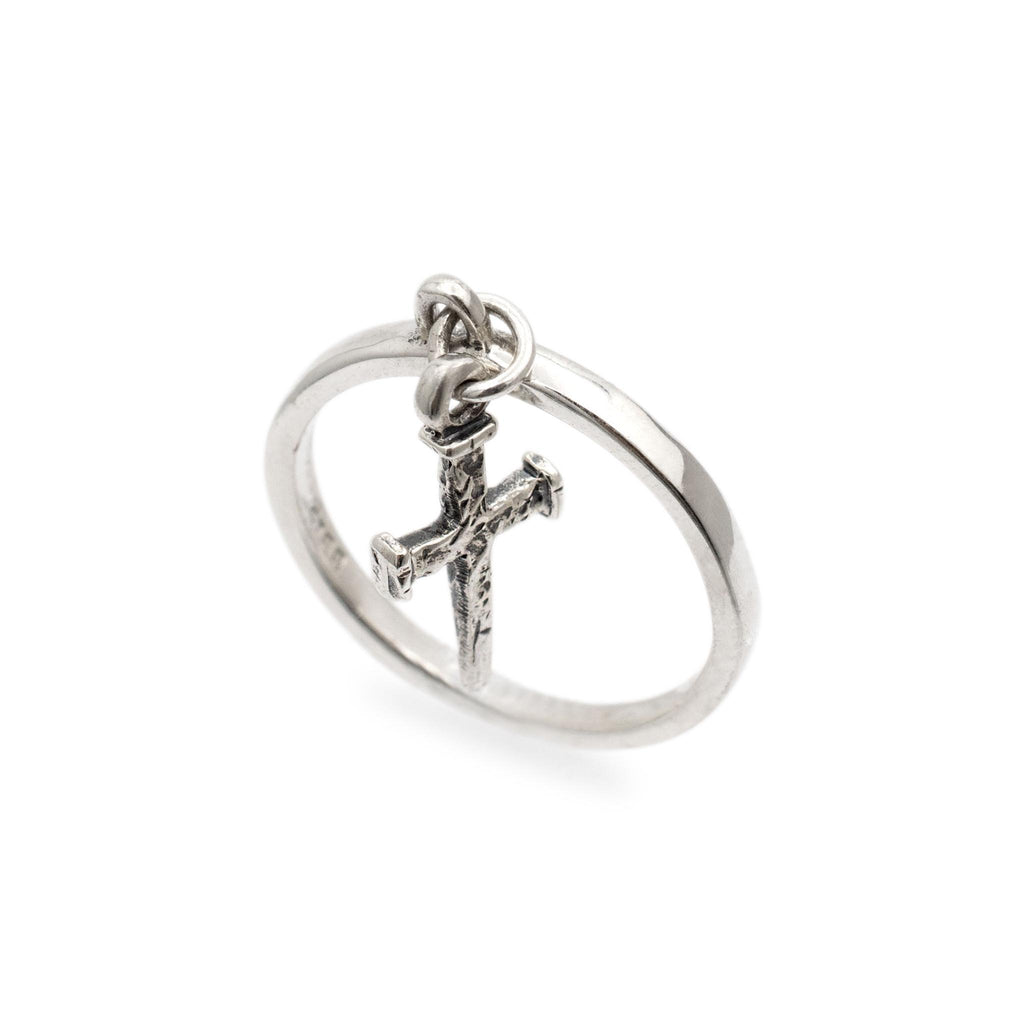 James Avery 925 Sterling Silver Dangle Cross Charm Band Ring