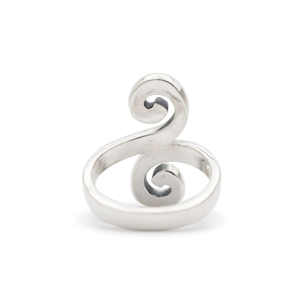 James Avery 925 Sterling Silver Hammered Long Swirl Cocktail Ring
