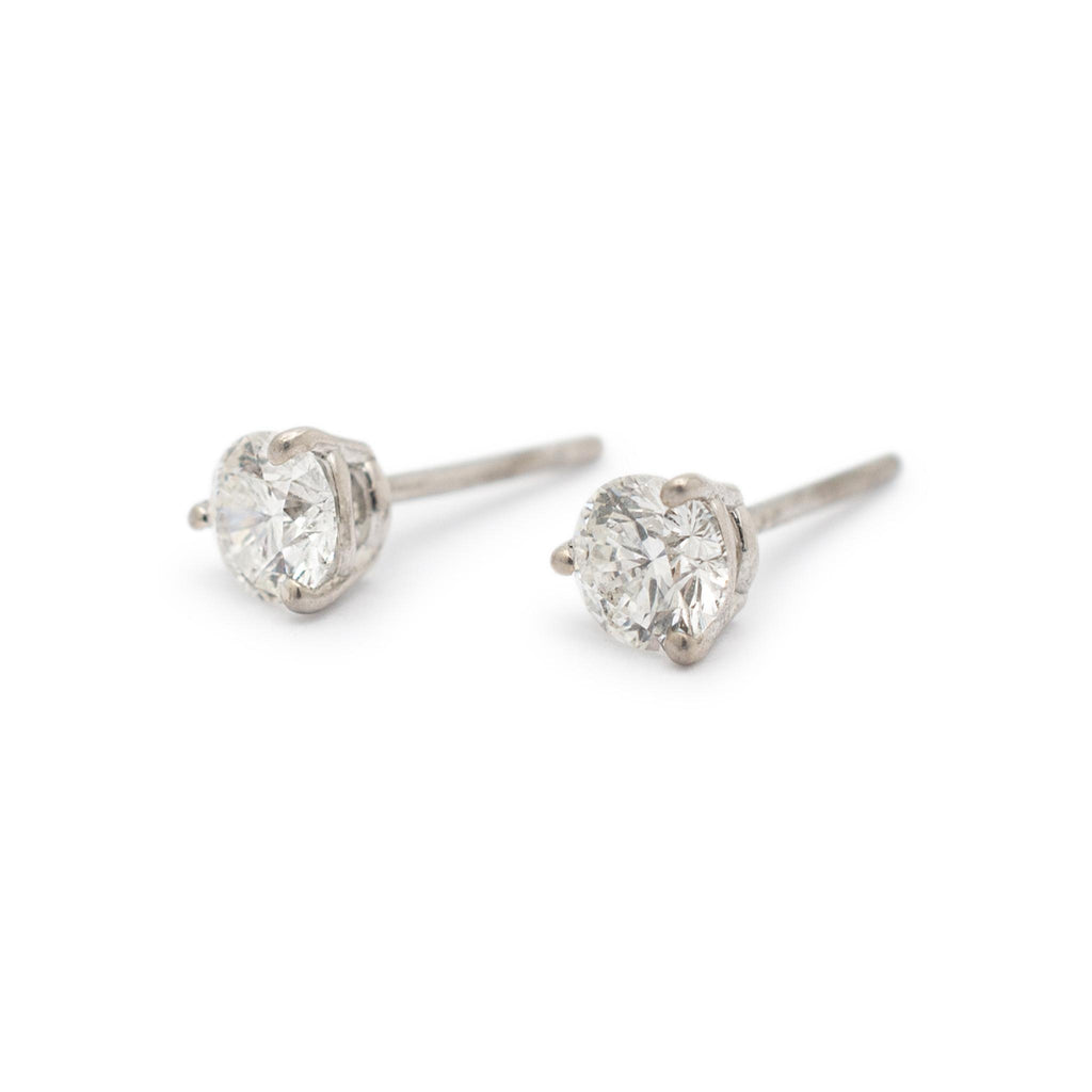 Ladies 18K White Gold Push Back Martini 0.79CT Diamond Stud Earring