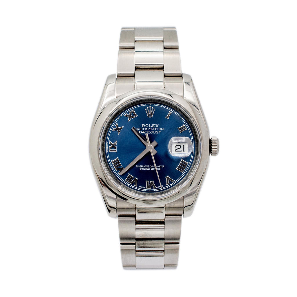 2006 Rolex Datejust 36MM 116200 Blue Roman Dial Oyster Stainless Steel Watch